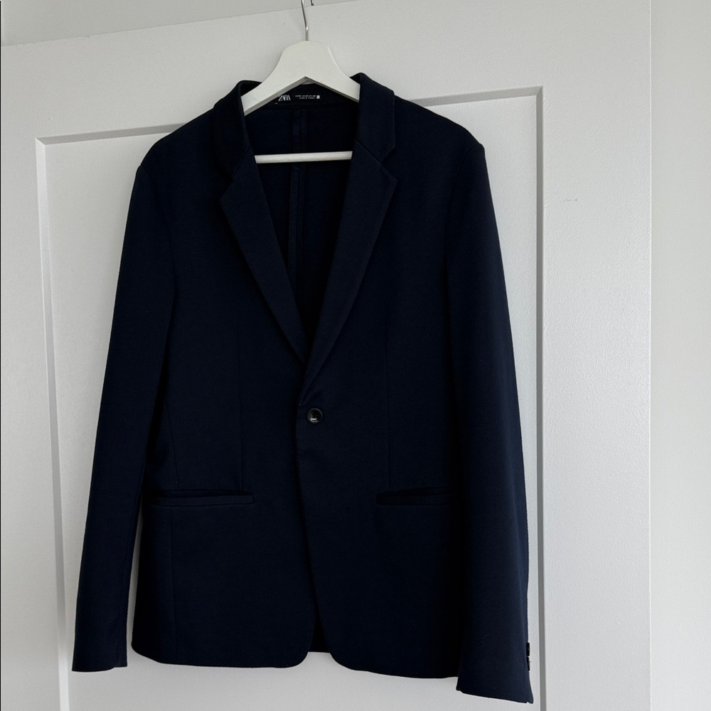 Men's Navy Single-Button Blazer